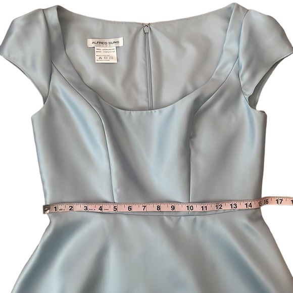 SOLD -NWT Alfred Sung Full Skirt Satin Midi Cocktail Dress Mist 10R Reg. $206 - Picture 10 of 12
